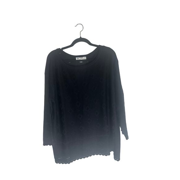 St. John Sportswear by Marie Gray Women's Medium Knit Sweater Black Lace Detail - Picture 2 of 9